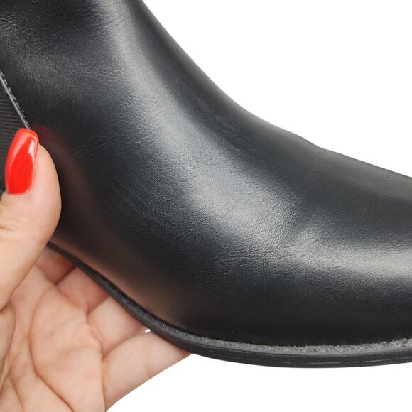 Black Booties Womens 6 Pointed Almond Toe Ankle Pull On Heeled Oxford Express - Picture 10 of 13